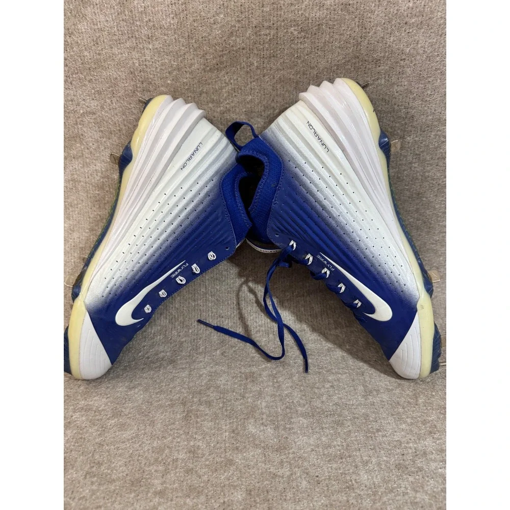 Nike Lunar Trout 2 Baseball Cleats Mens 11.5 Blue White Metal Spike Shoes